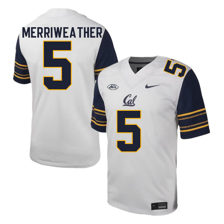 Men #5 Tobias Merriweather California Golden Bears ACC Conference College Football Jerseys Stitched